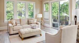 living room painted with neutral tones