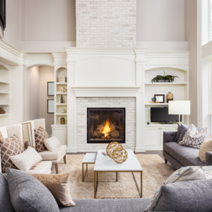 A fireplace as an example of an accent wall